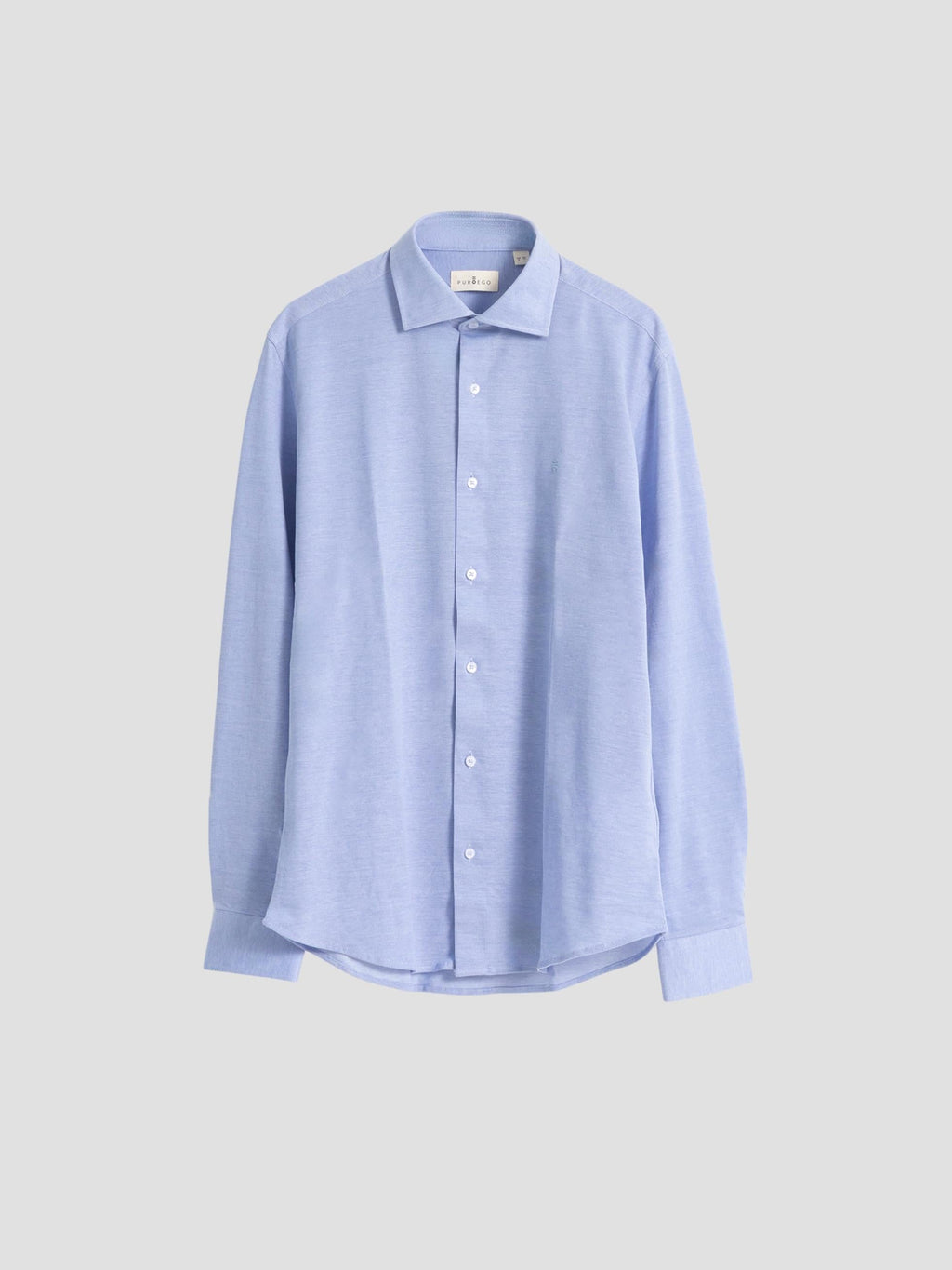 BLUE MICRO STRUCTURE COTTON SHIRT