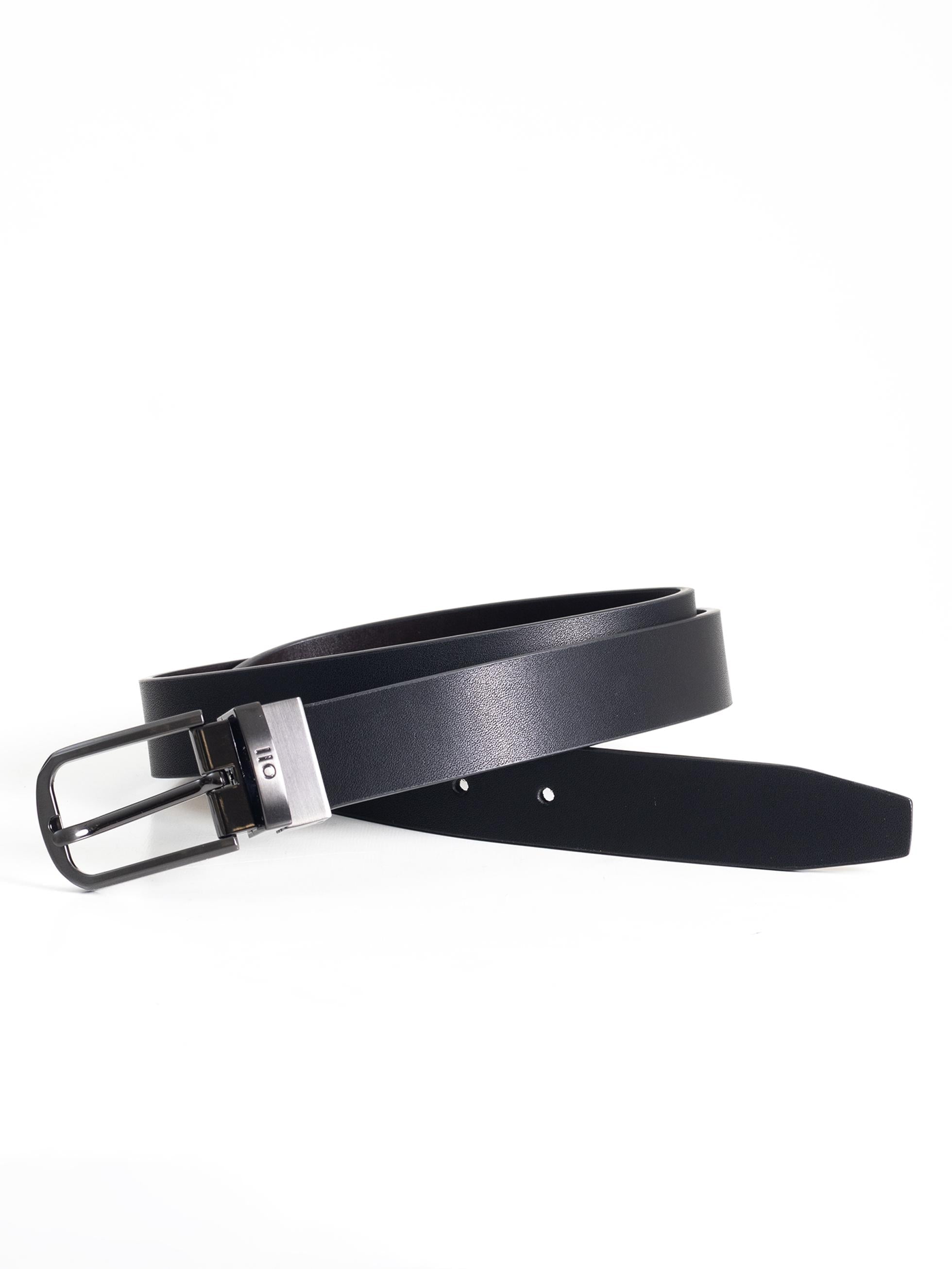 BLACK REVERSIBLE LEATHER BELT