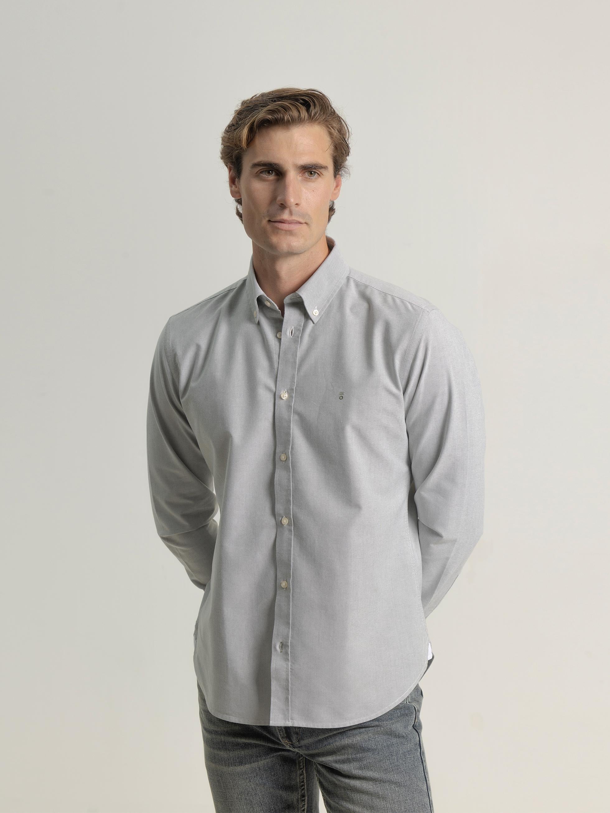 GREEN COTTON OXFORD SHIRT