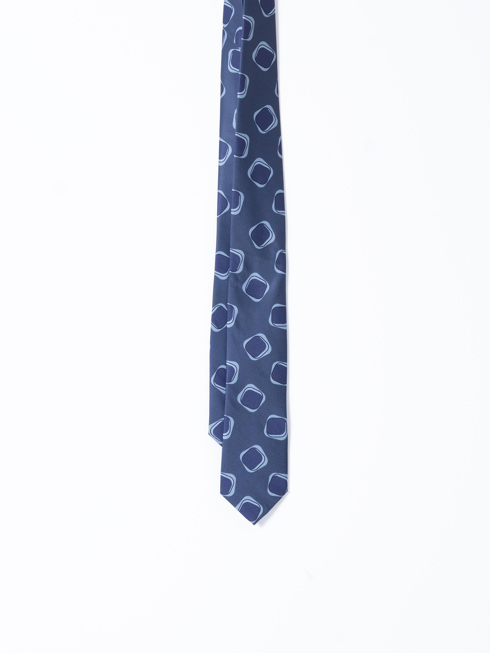 BLUE GEOMETRIC PRINT TIE