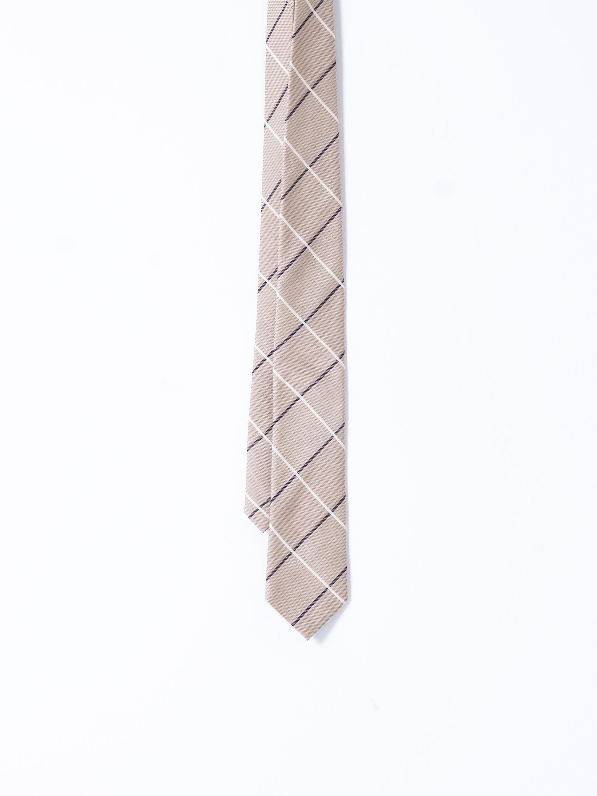 BEIGE CONTRAST STRIPED TIE