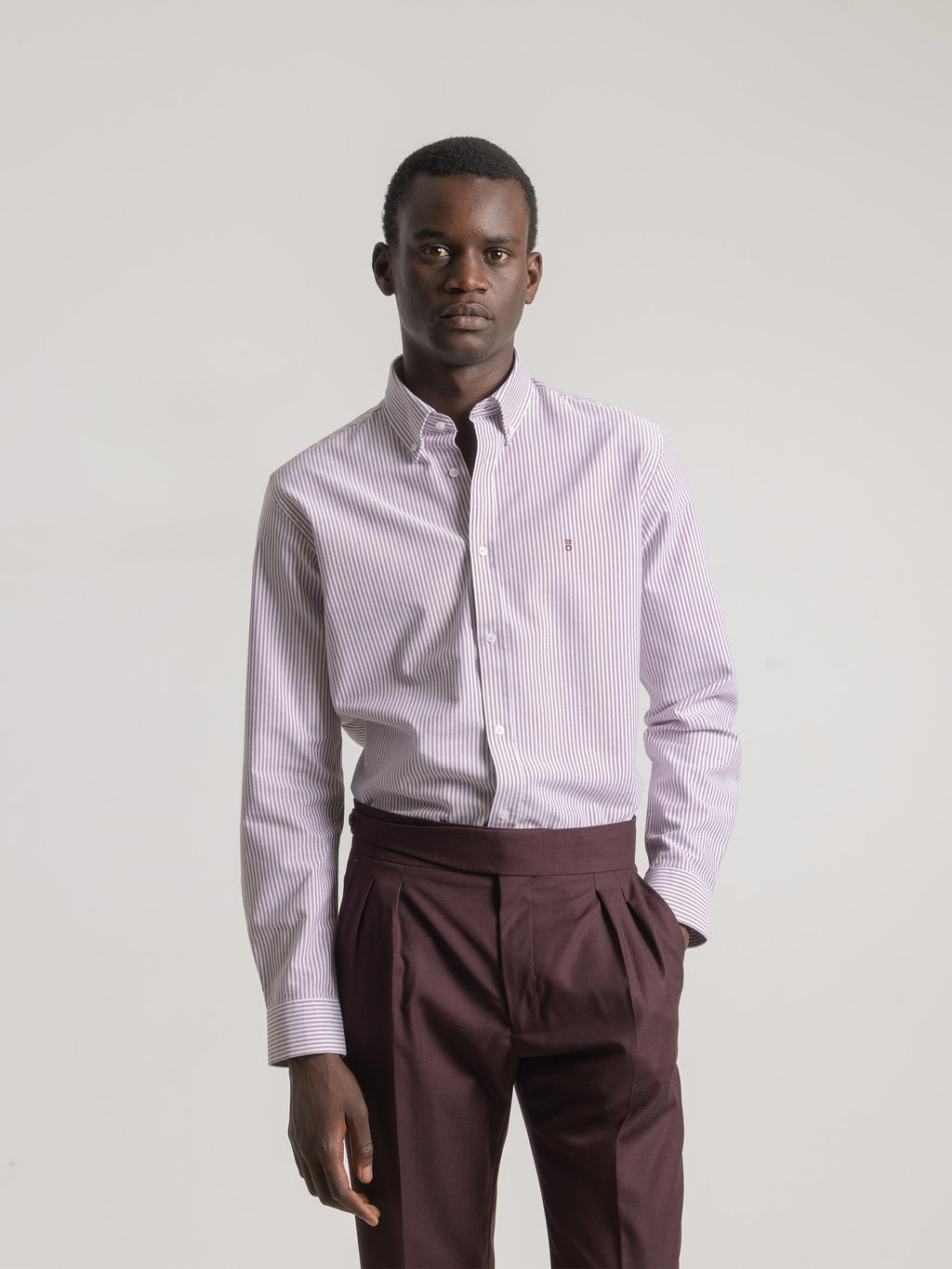 BURGUNDY OXFORD STRIPED SHIRT