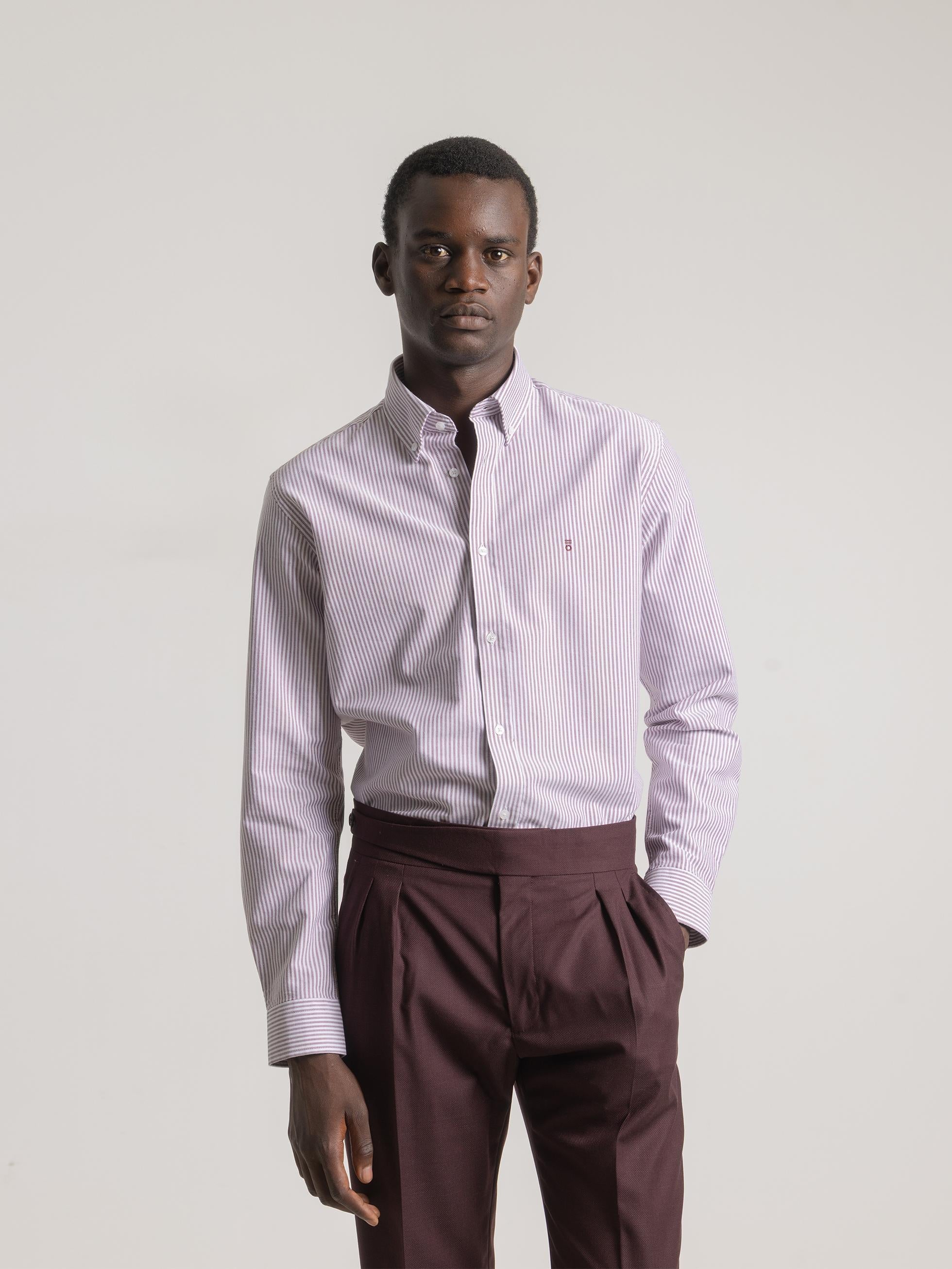 BURGUNDY OXFORD STRIPED SHIRT