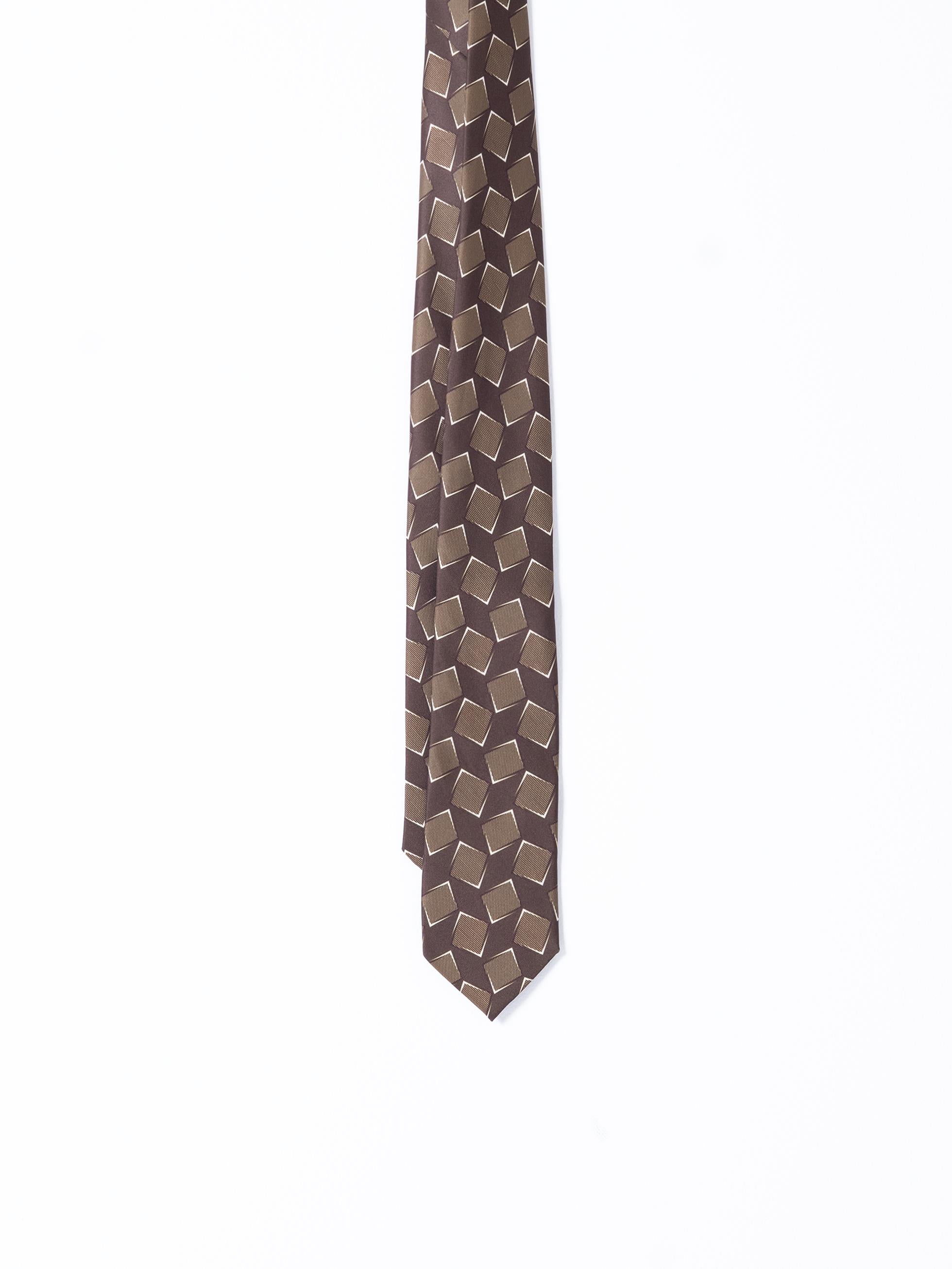 BROWN GEOMETRIC PRINT TIE
