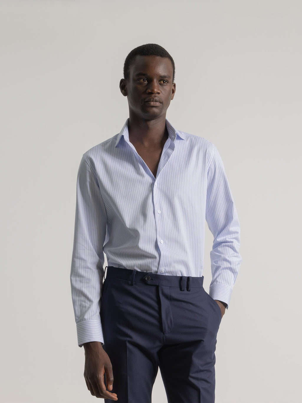 BLUE STRIPED DRESS SHIRT