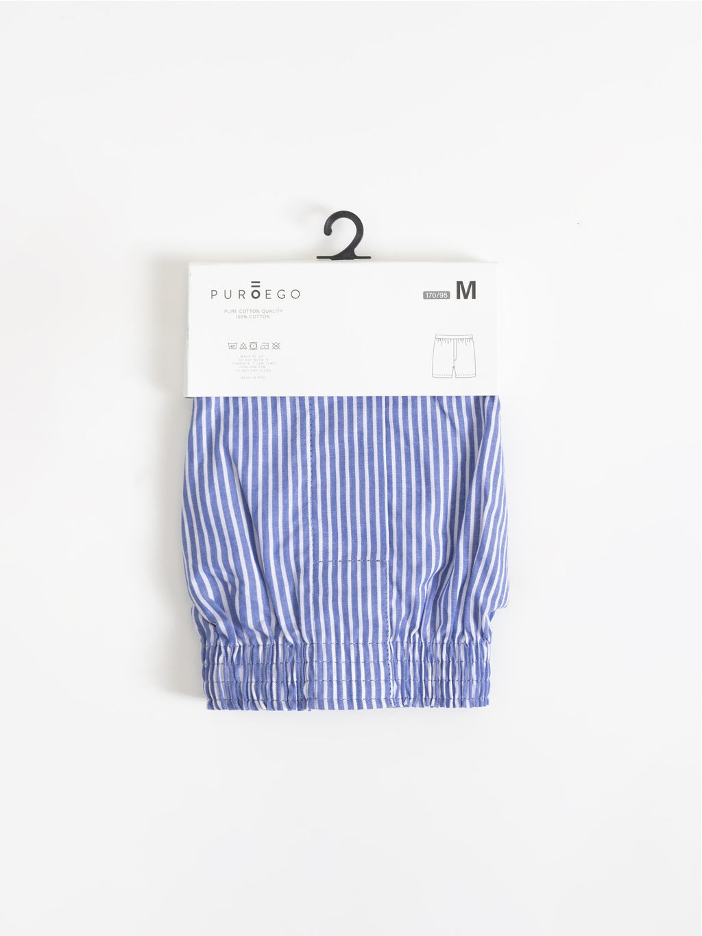 BLUE STRIPED COTTON BOXER SHORTS