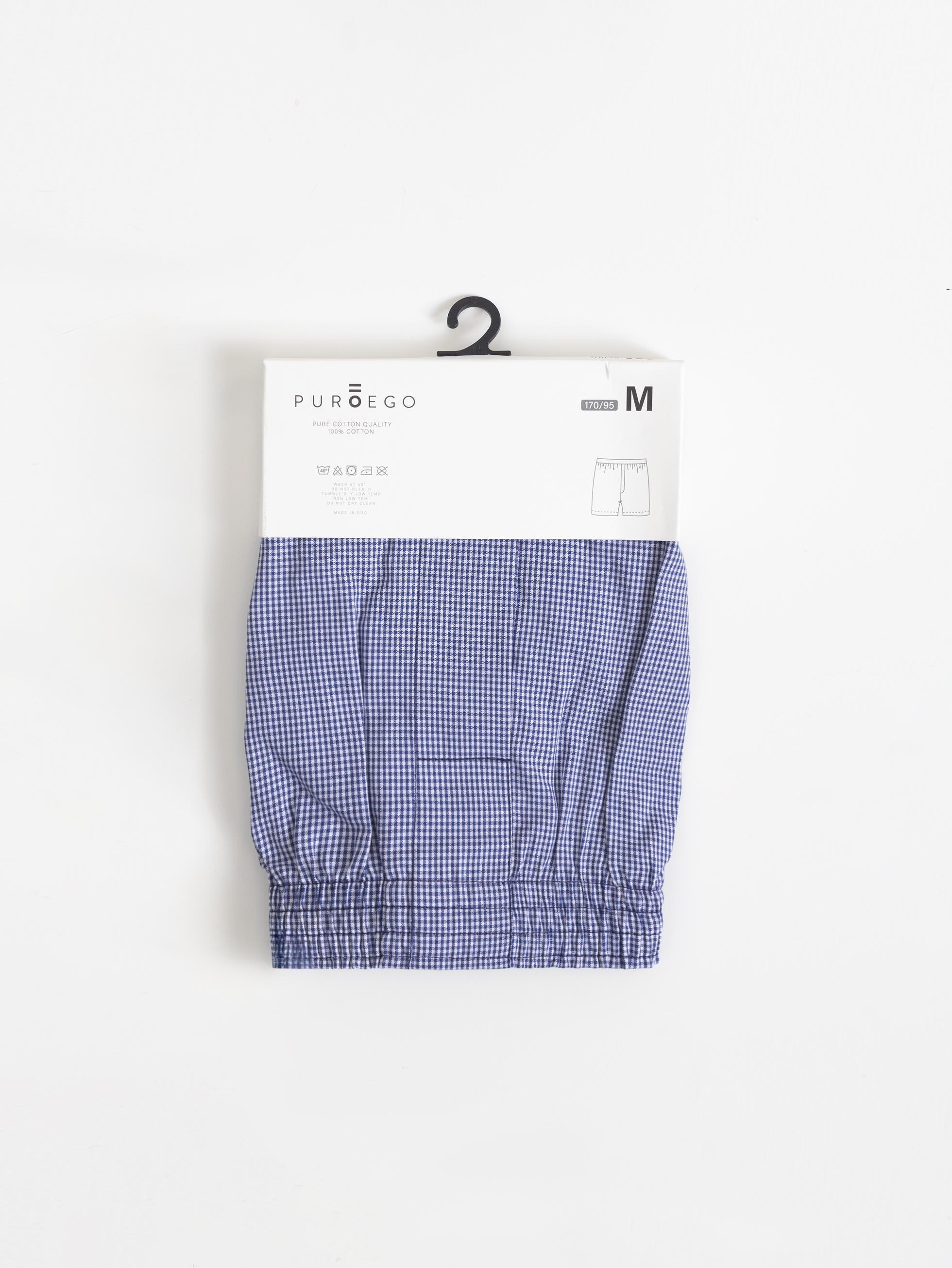 BLUE MICRO-CHECK COTTON BOXER