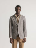 BROWN HOUNDSTOOTH REMOVABLE COLLAR BLAZER