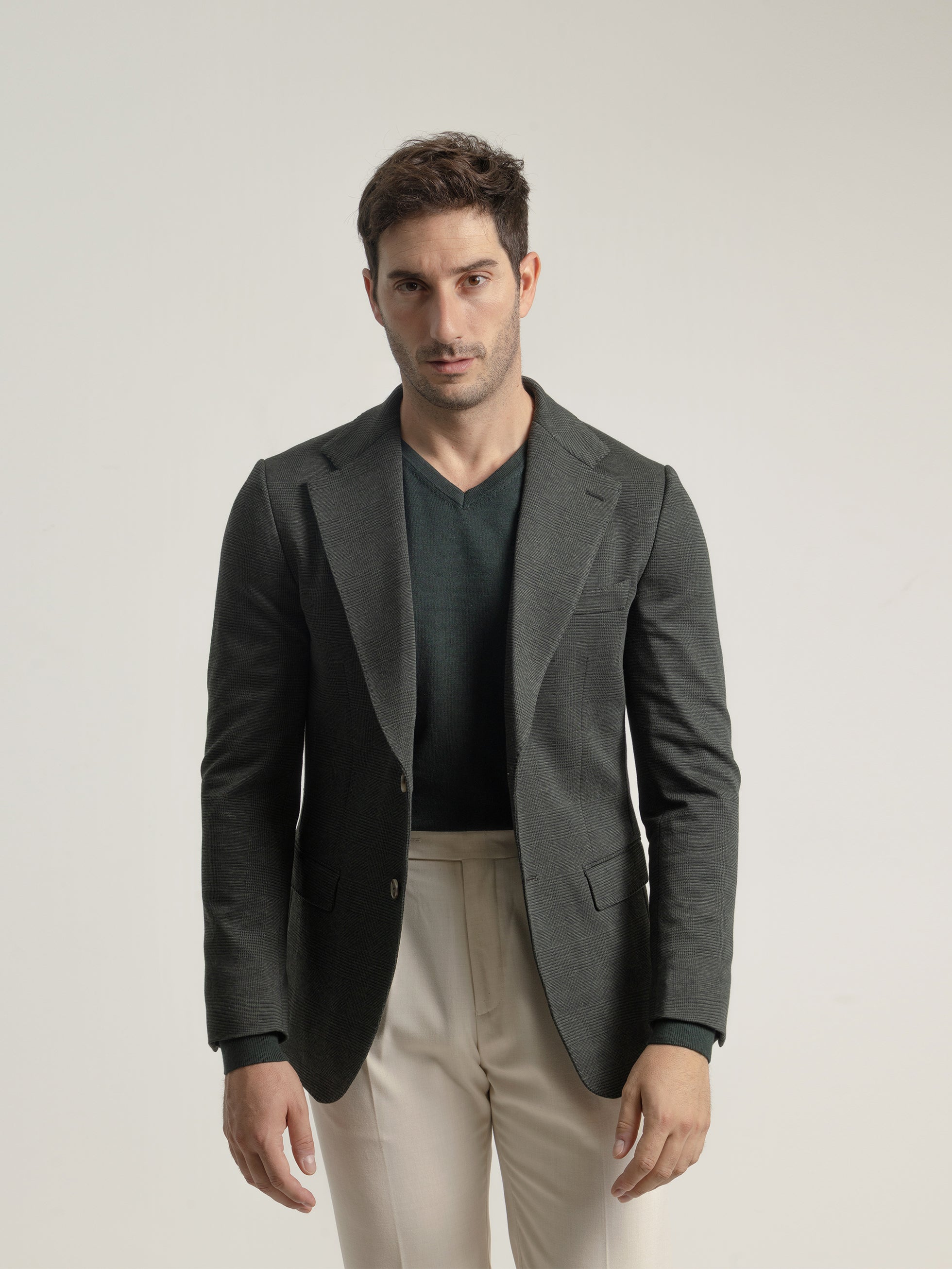 FOREST GREEN UNSTRUCTURED WALES CHECK BLAZER