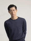 INK BLUE COTTON ROUND NECK SWEATER