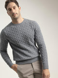 GREY CABLE KNIT SWEATER
