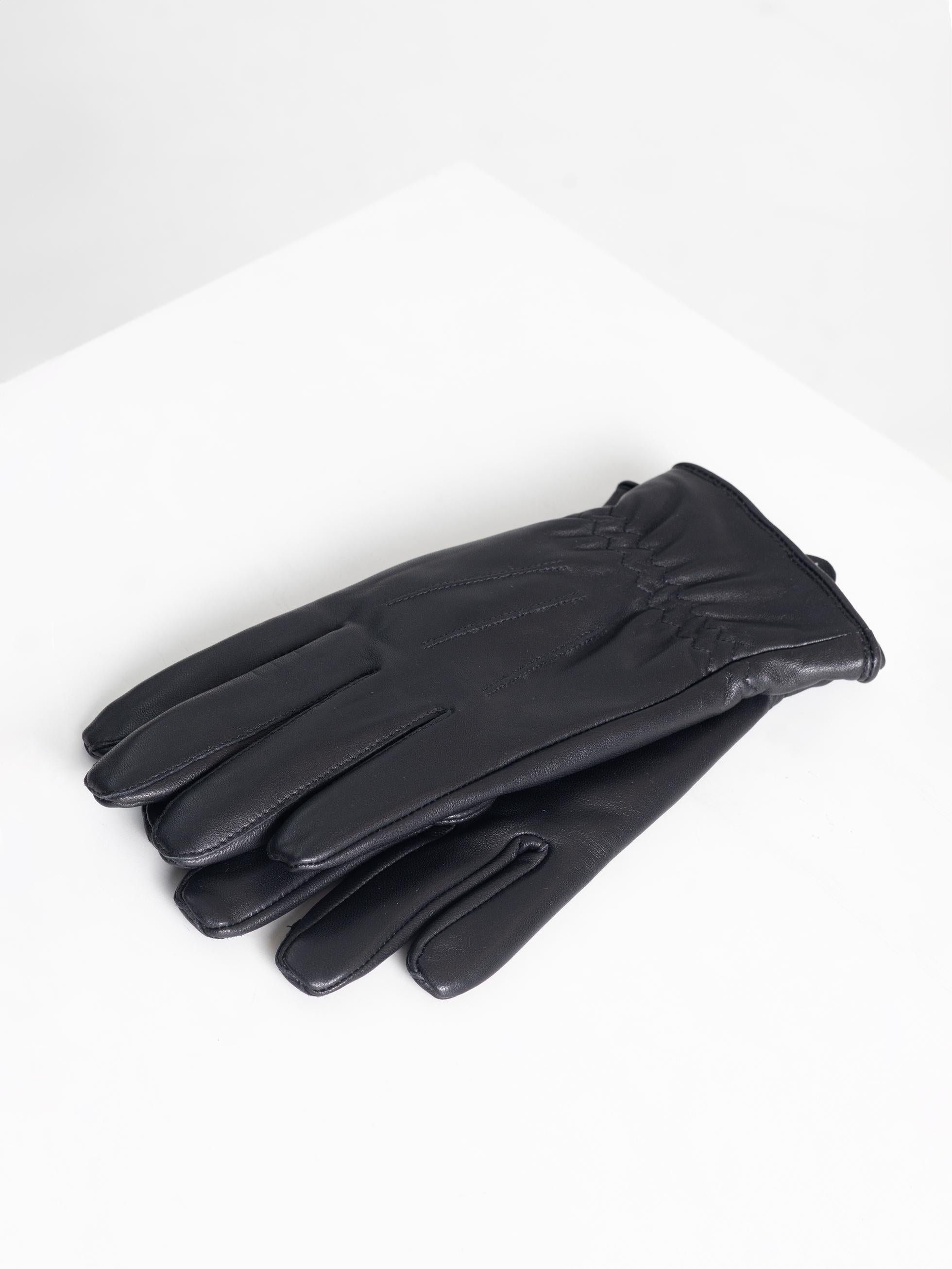 BLACK COW LEATHER GLOVES