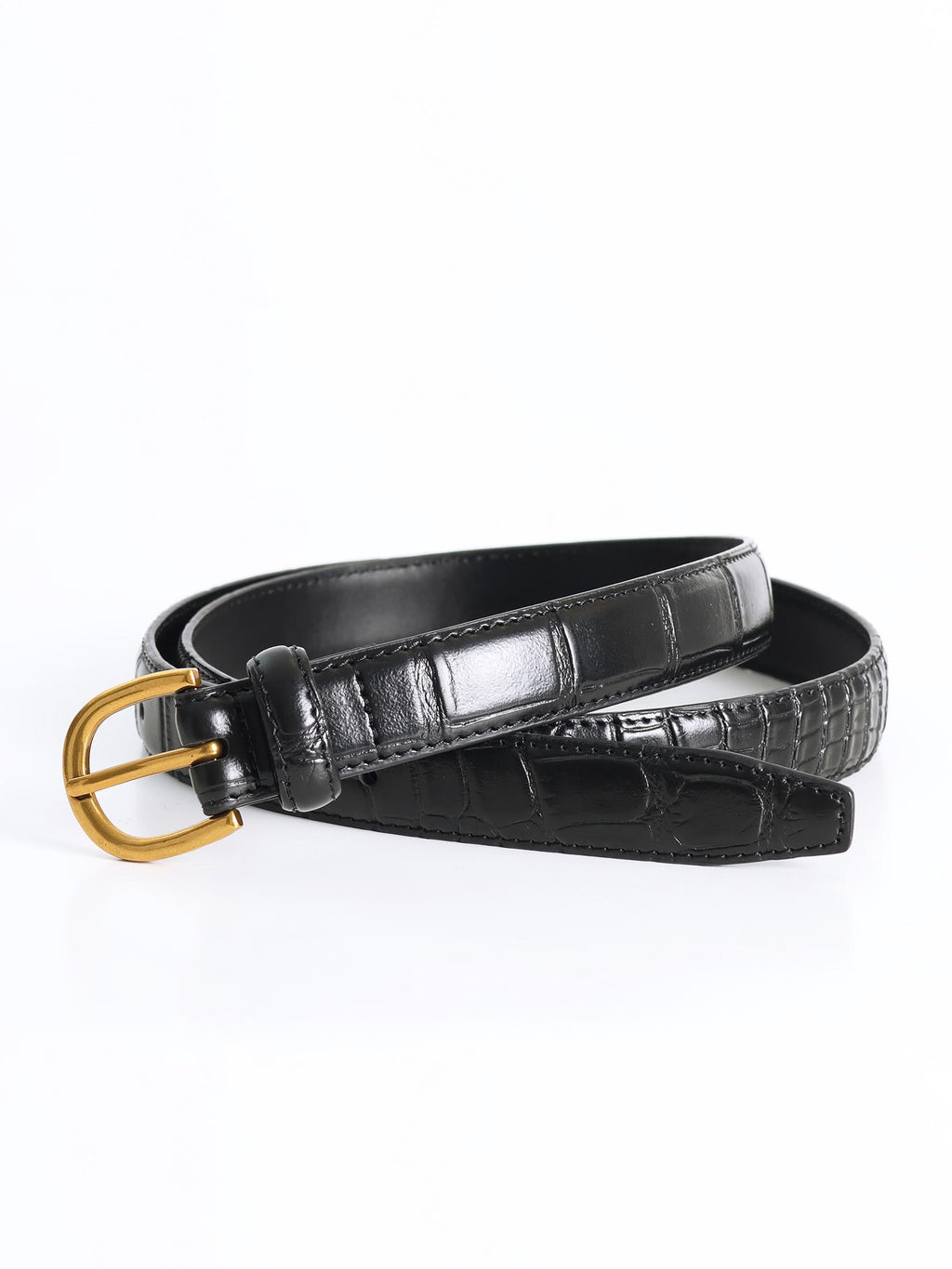 CROCODILE EFFECT LEATHER BELT