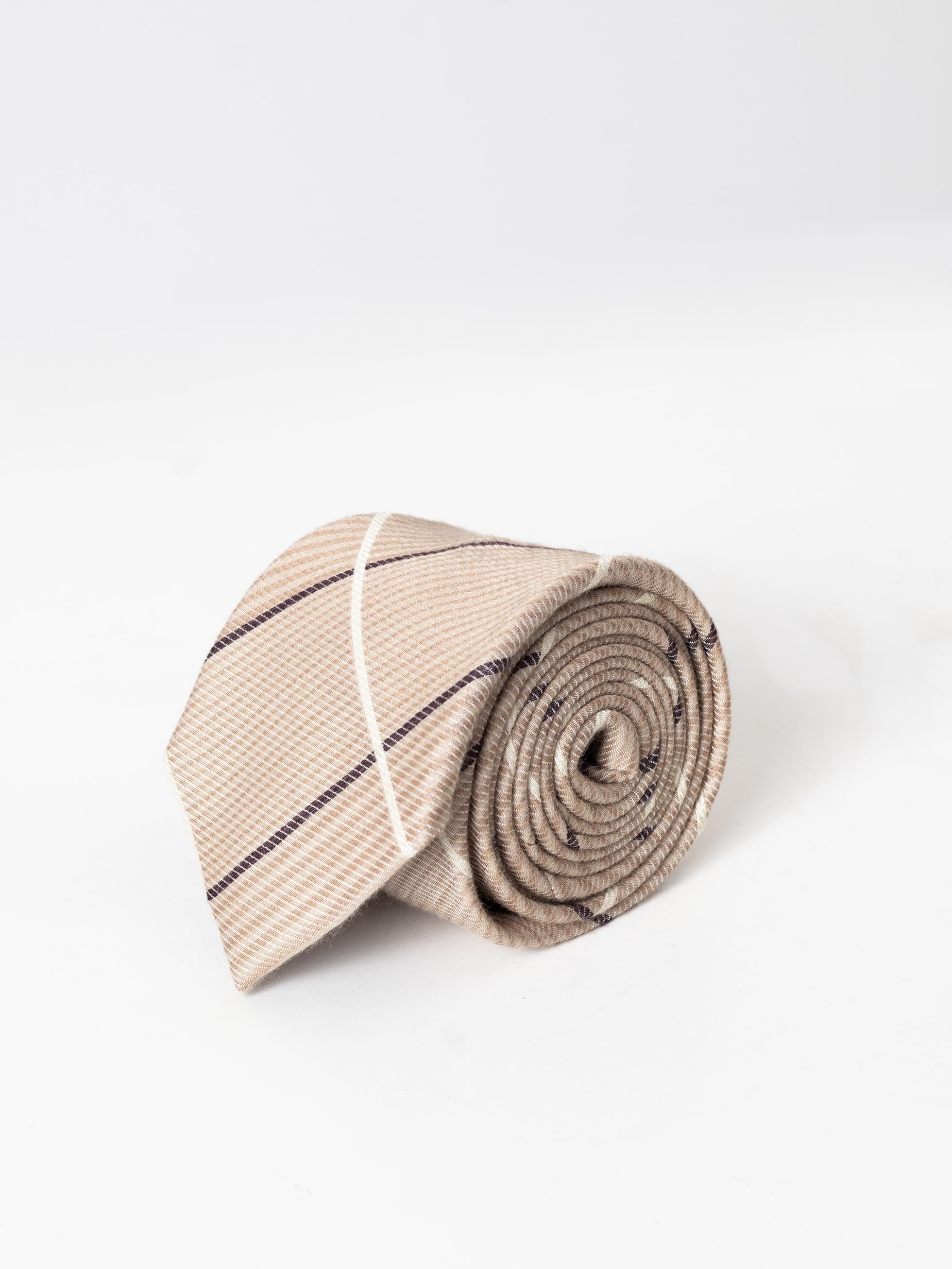 BEIGE CONTRAST STRIPED TIE