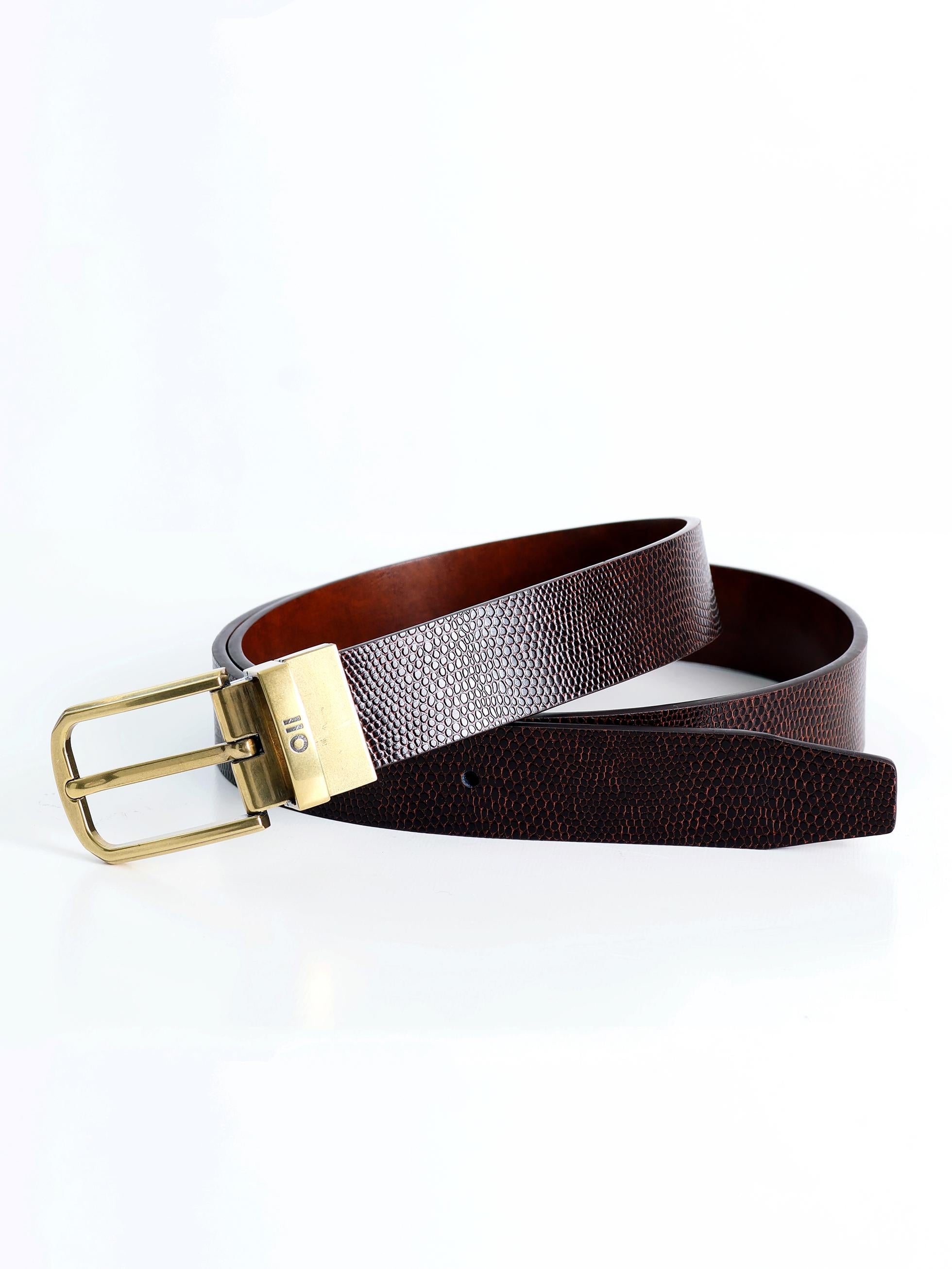 BROWN REVERSIBLE LEATHER BELT