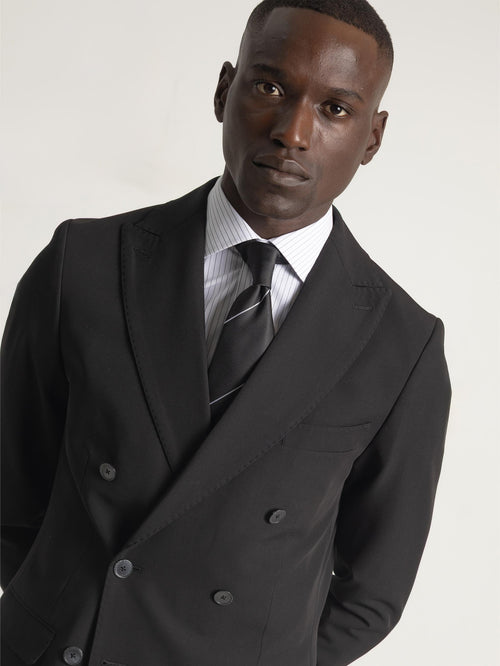 BLACK NON-IRON DOUBLE BREASTED BLAZER