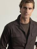 DARK BROWN WOOL SET SHIRT