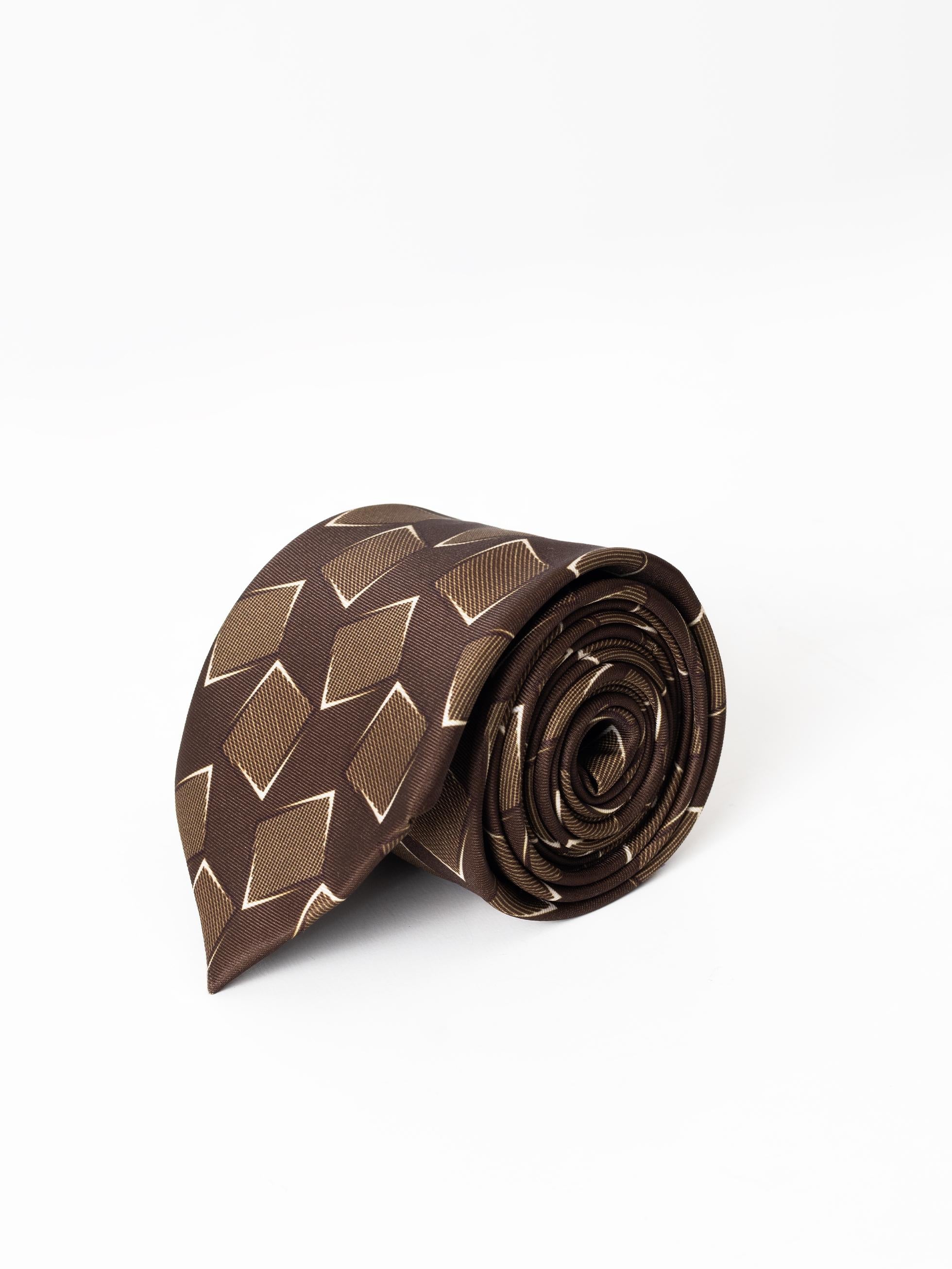 BROWN GEOMETRIC PRINT TIE