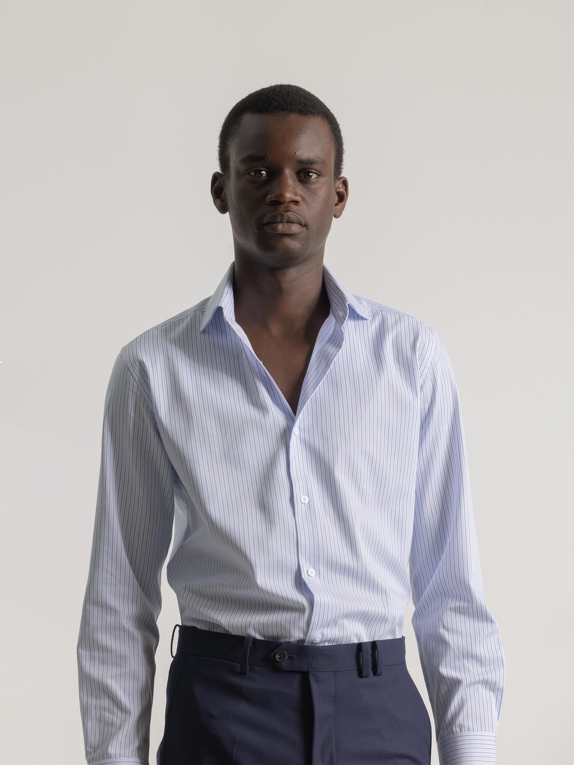 BLUE STRIPED DRESS SHIRT