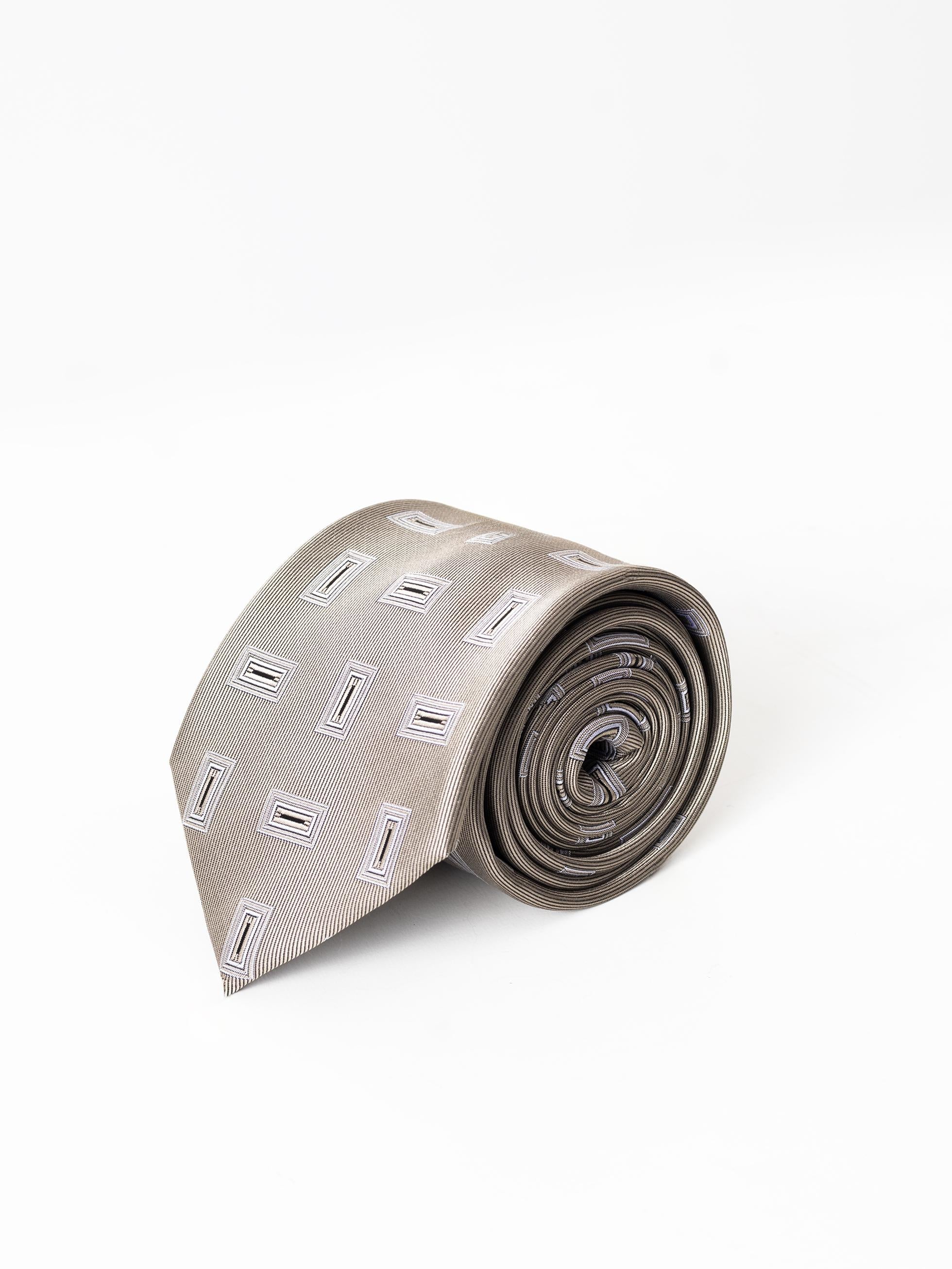 BROWN RECTANGLE PATTERN TIE