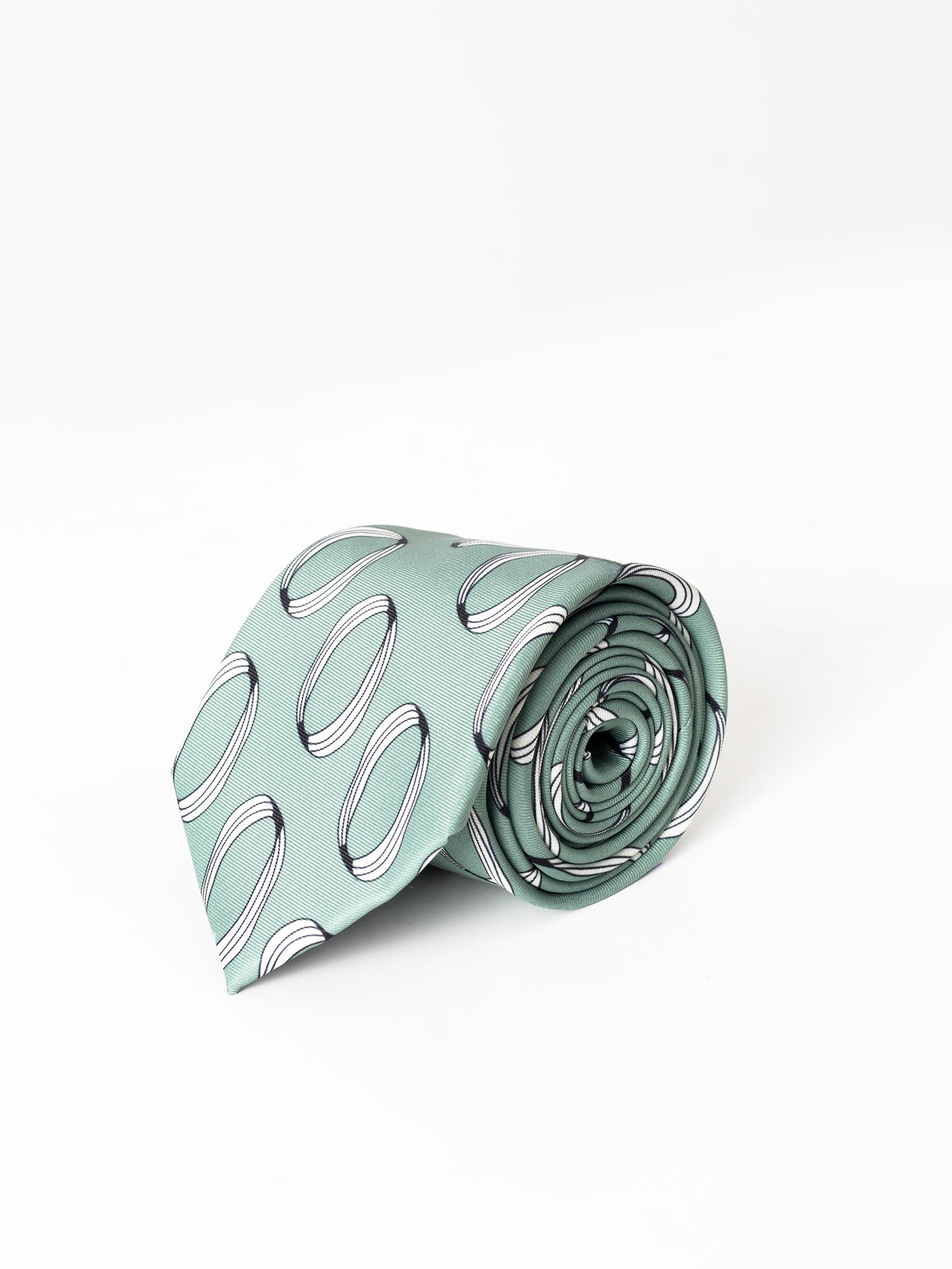 LIGHT GREEN OVAL PATTERNS TIE