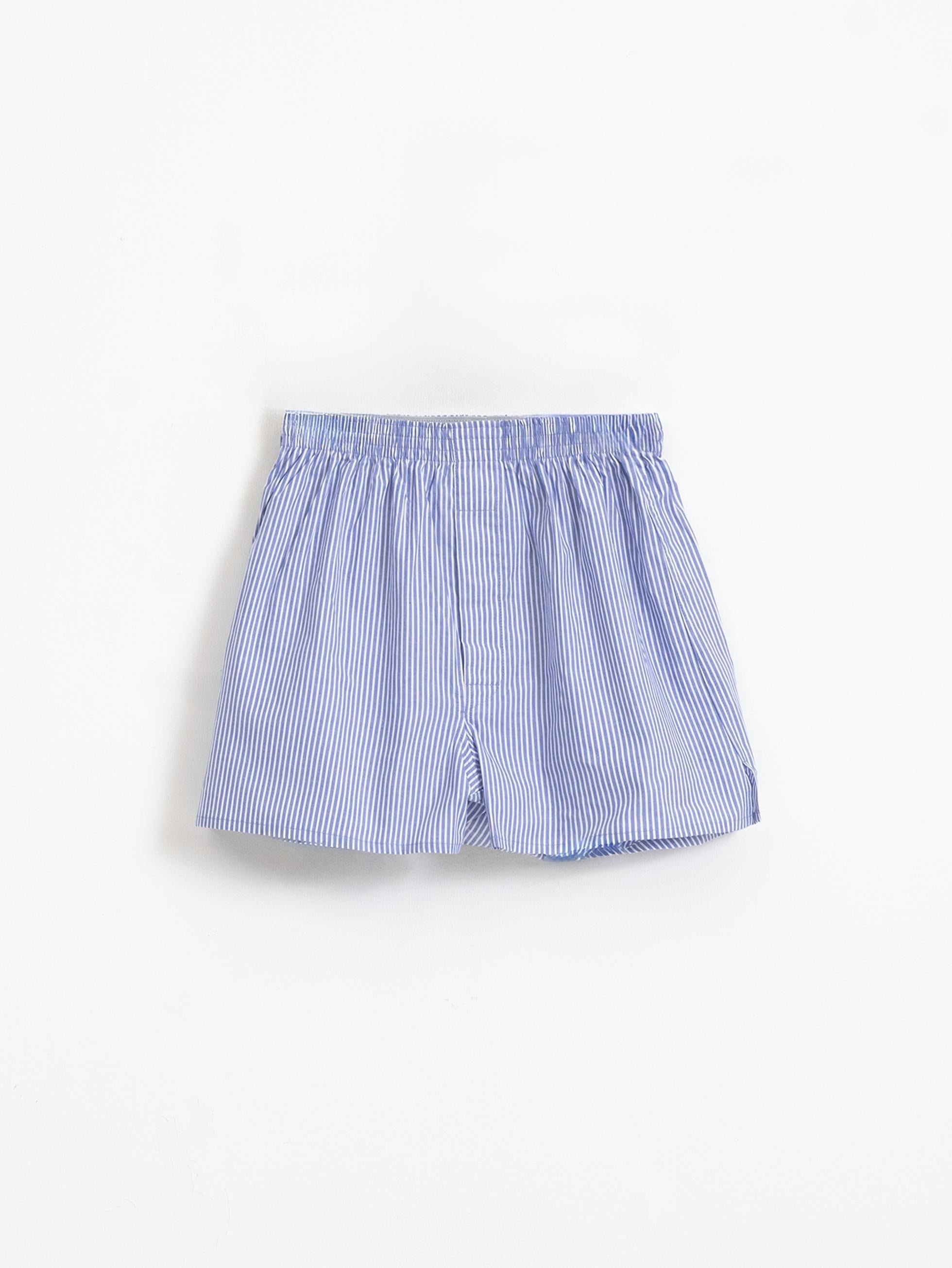 BLUE STRIPED COTTON BOXER SHORTS