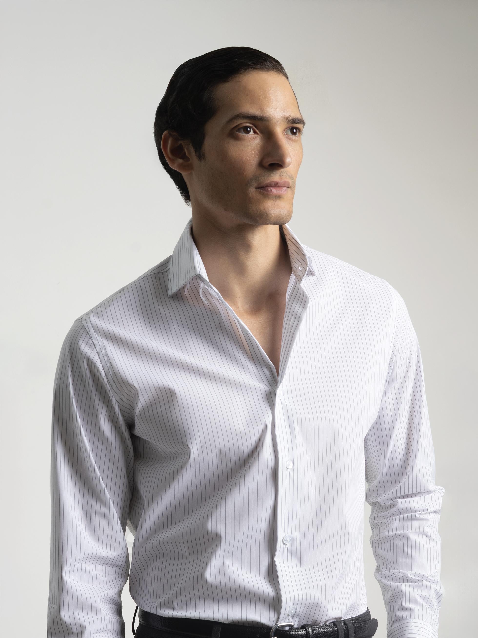 GREY STRIPED DRESS SHIRT