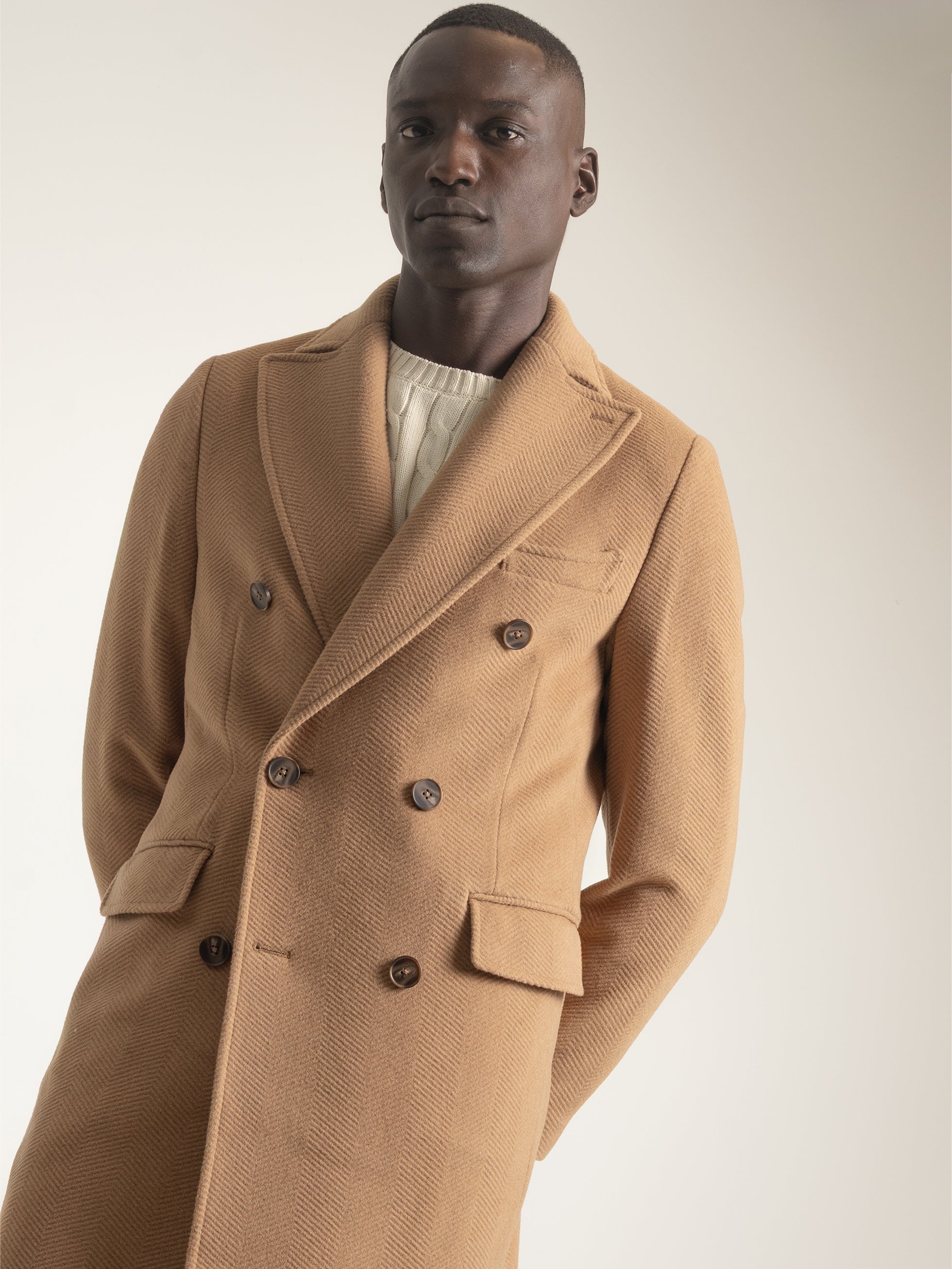 CAMEL WOOL DOUBLE-BREASTED COAT