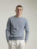 BLUE COTTON ROUND NECK SWEATER