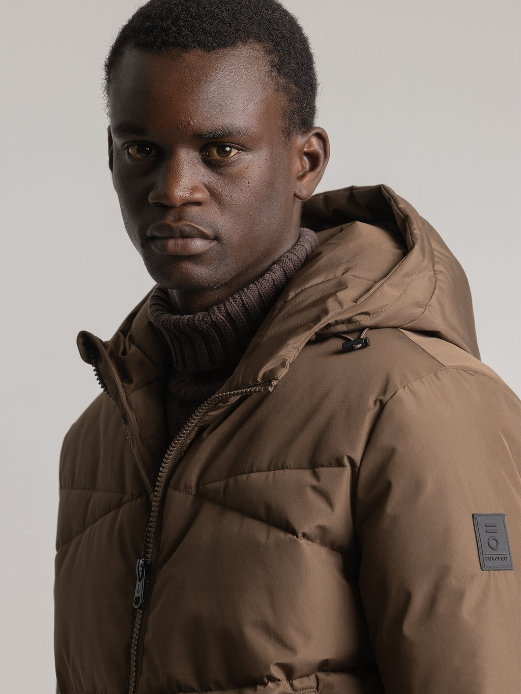 COCOA BROWN PADDED HOODED COAT