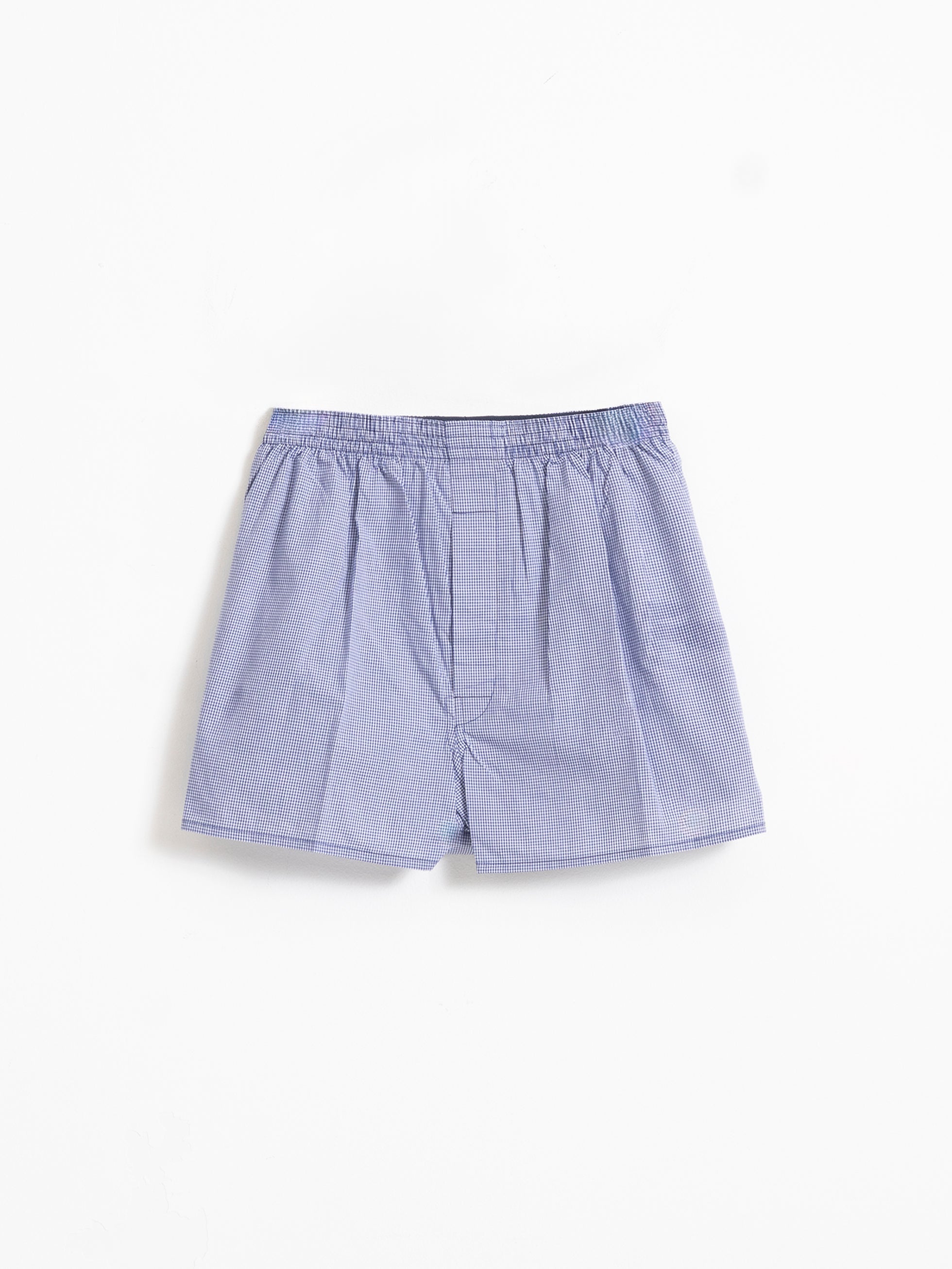 BLUE MICRO-CHECK COTTON BOXER