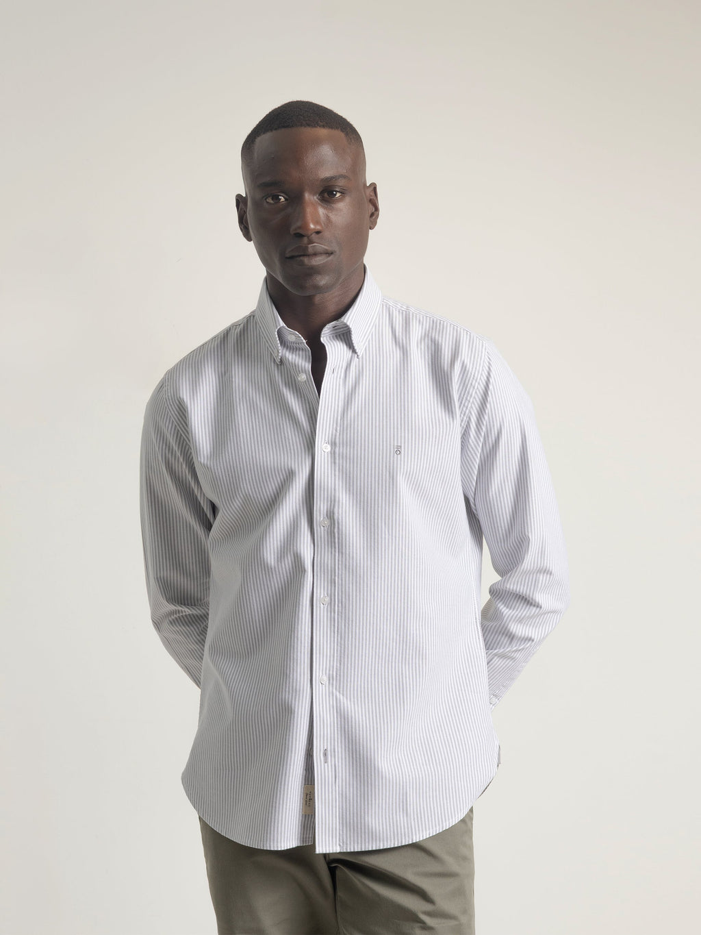GREY OXFORD STRIPPED SHIRT