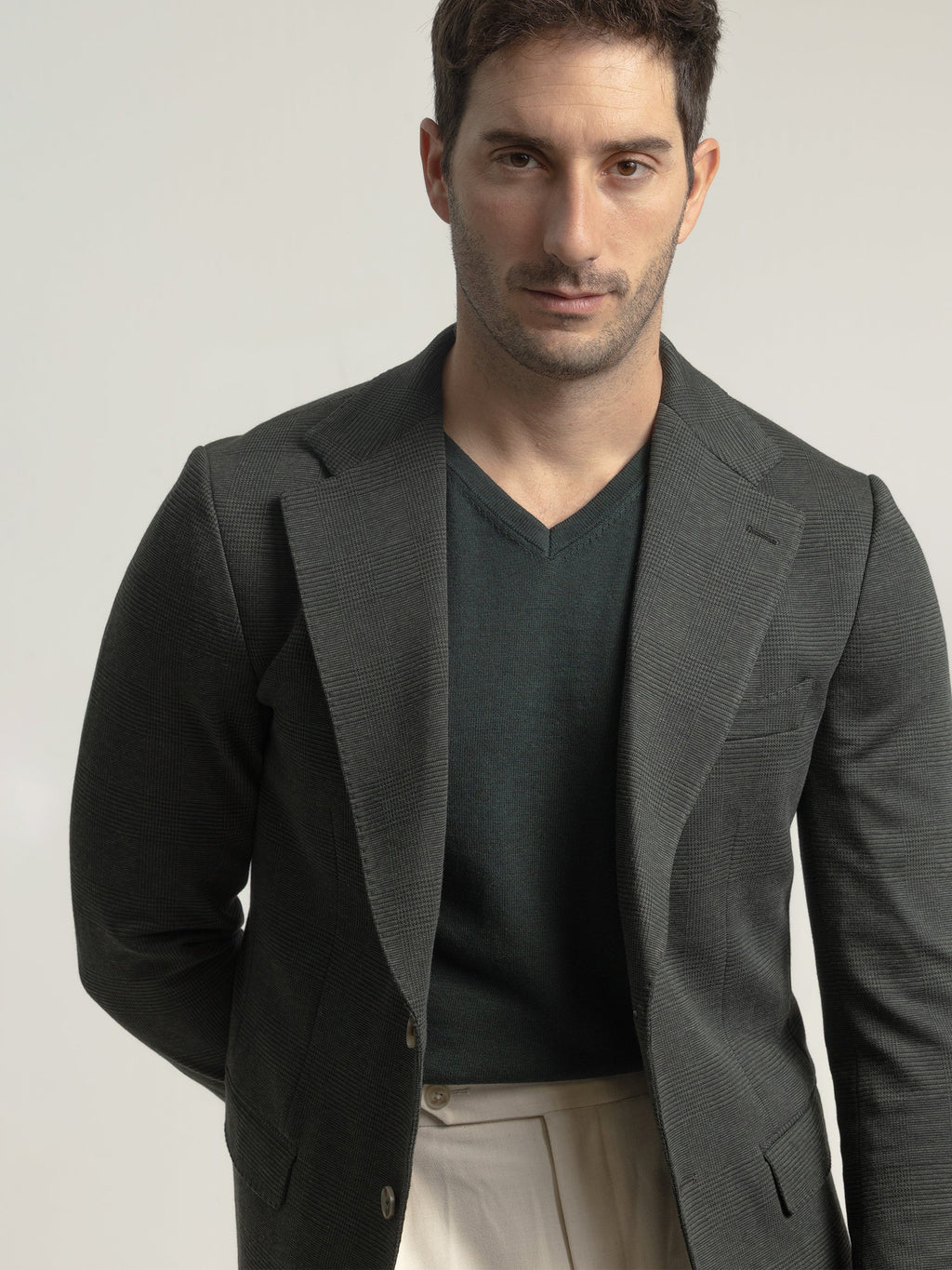 FOREST GREEN UNSTRUCTURED WALES CHECK BLAZER