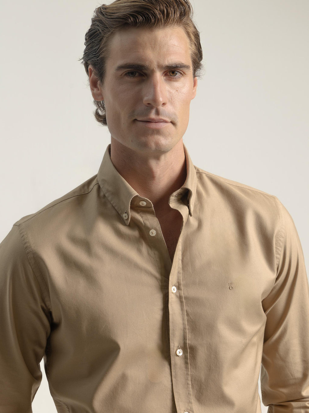 CAMEL COTTON OXFORD SHIRT