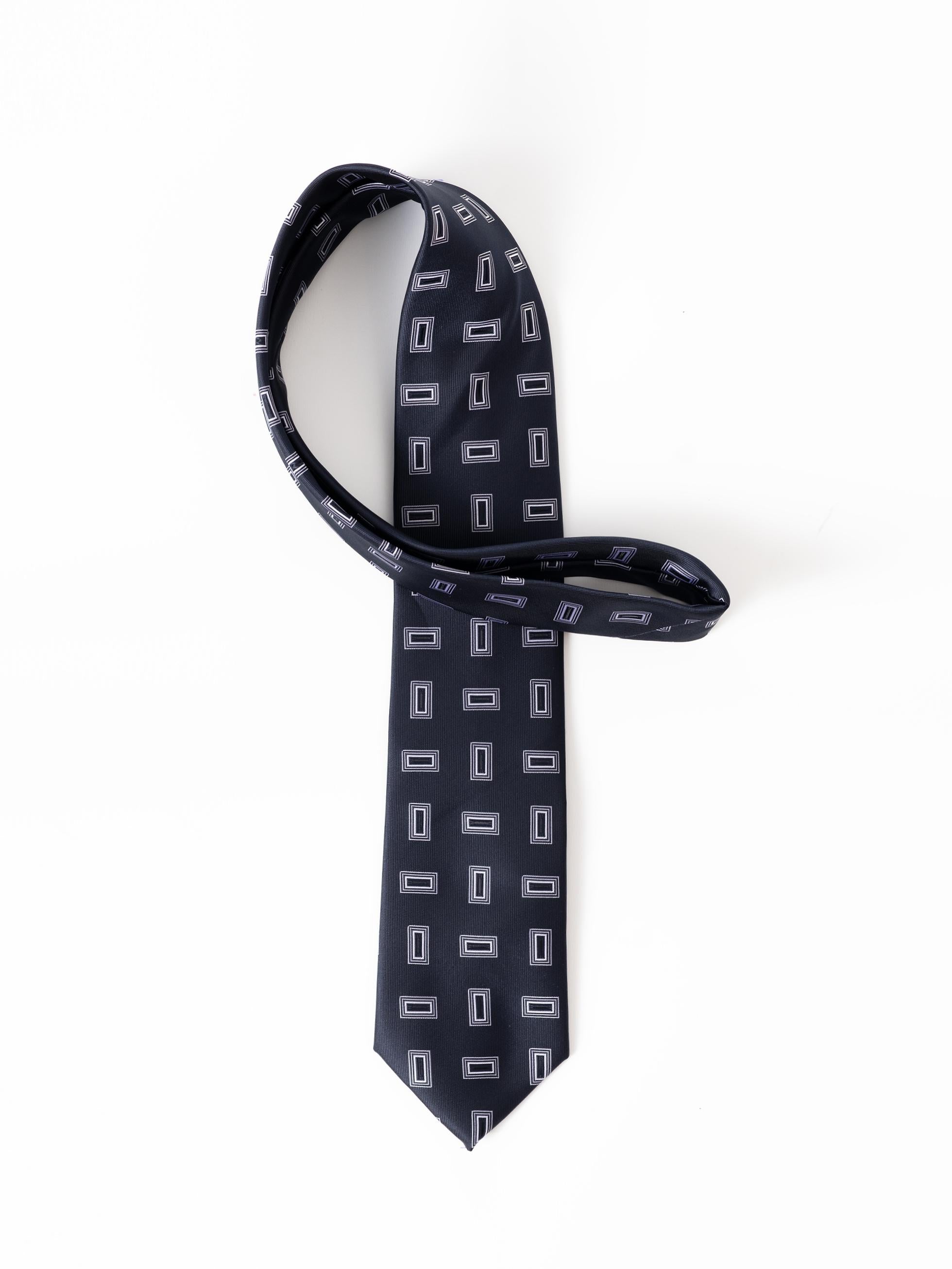 BLUE RECTANGLE PATTERN TIE