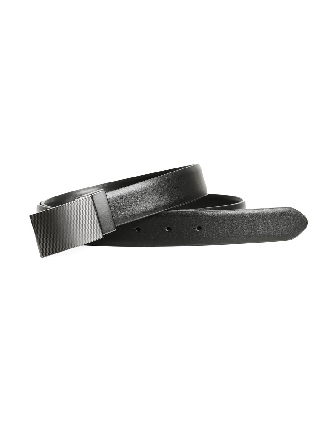 BLACK METAL BUCKLE REVERSIBLE LEATHER BELT