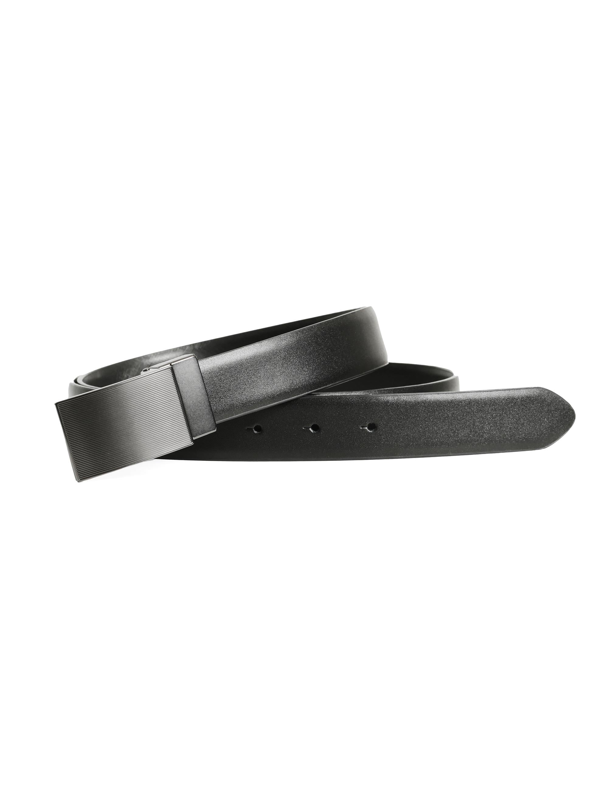 BLACK METAL BUCKLE REVERSIBLE LEATHER BELT