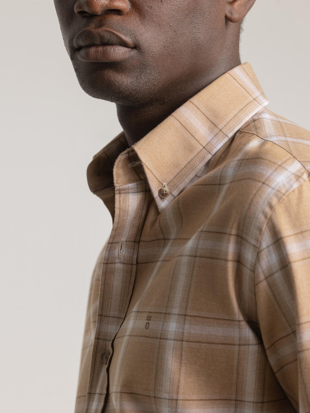 CARAMEL TARTAN CHECK CASUAL SHIRT