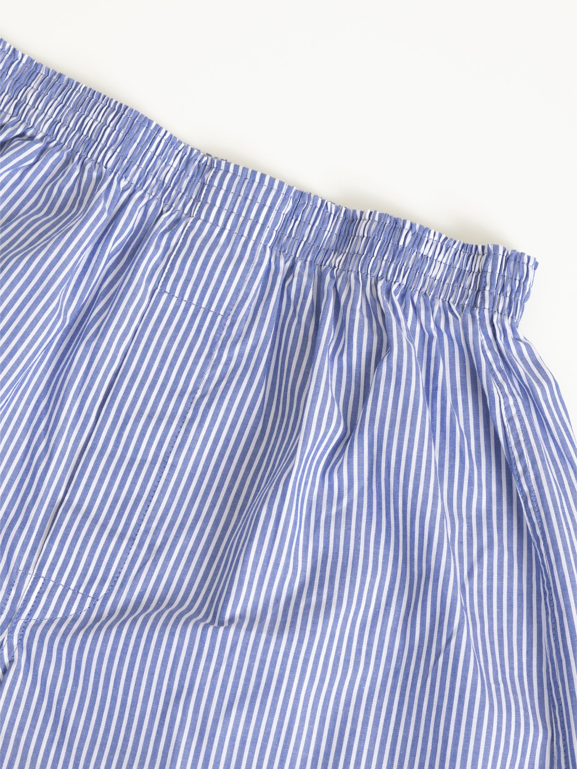 BLUE STRIPED COTTON BOXER SHORTS
