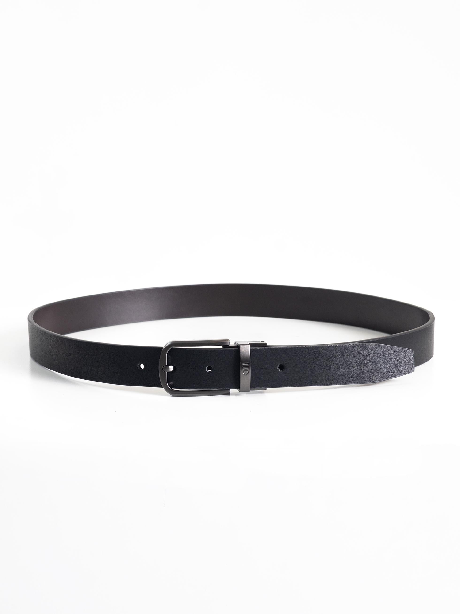 BLACK REVERSIBLE LEATHER BELT