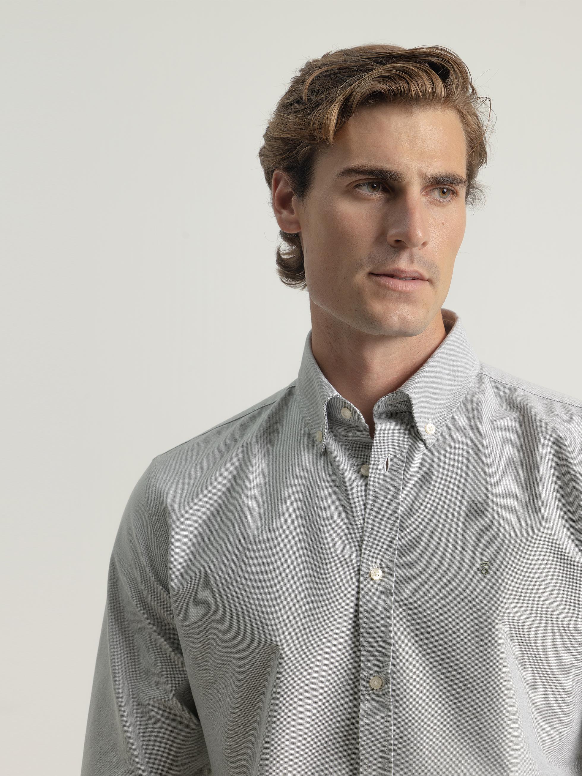 GREEN COTTON OXFORD SHIRT