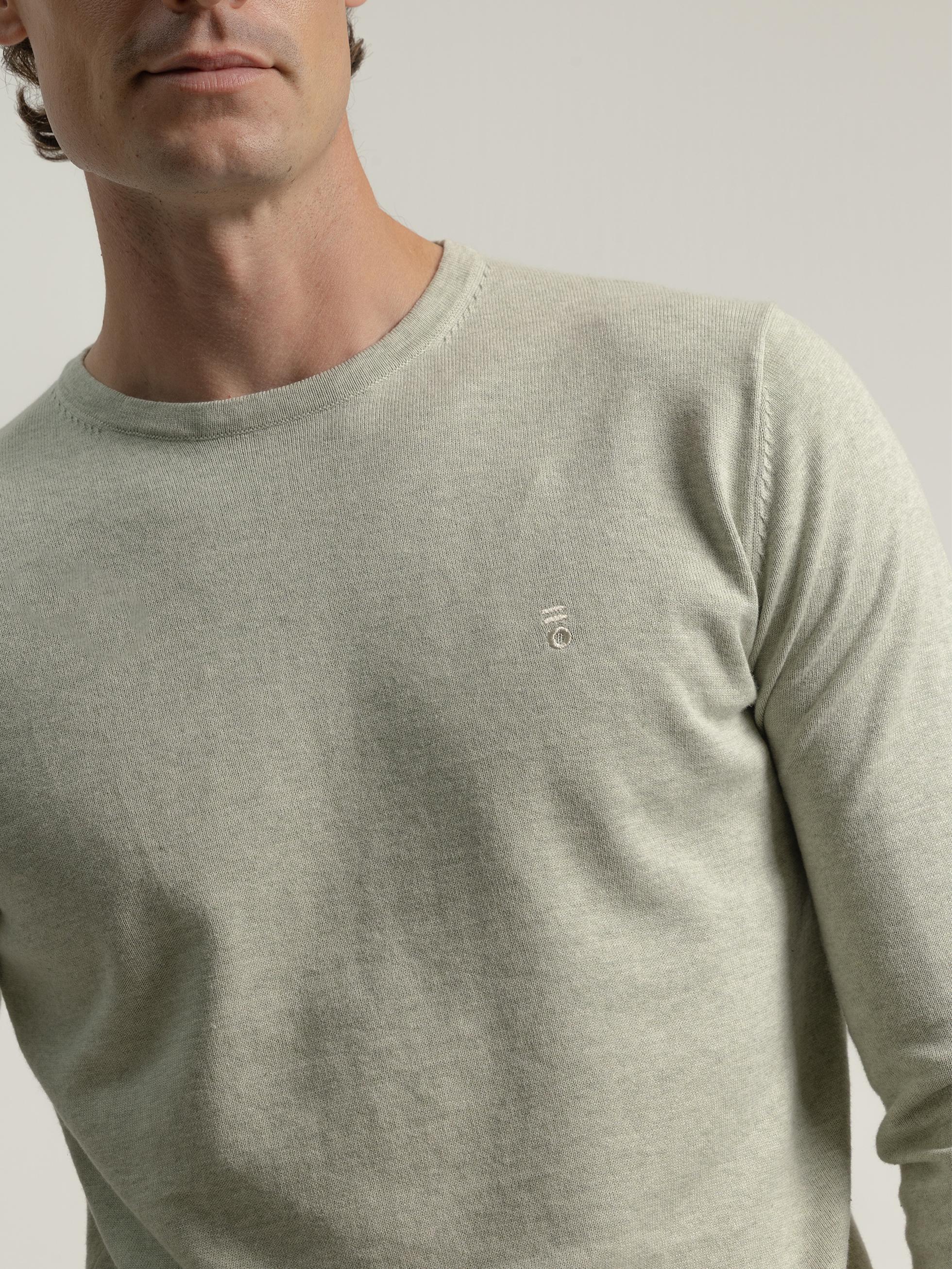 ALOE GREEN COTTON ROUND NECK SWEATER