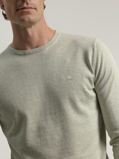 ALOE GREEN COTTON ROUND NECK SWEATER