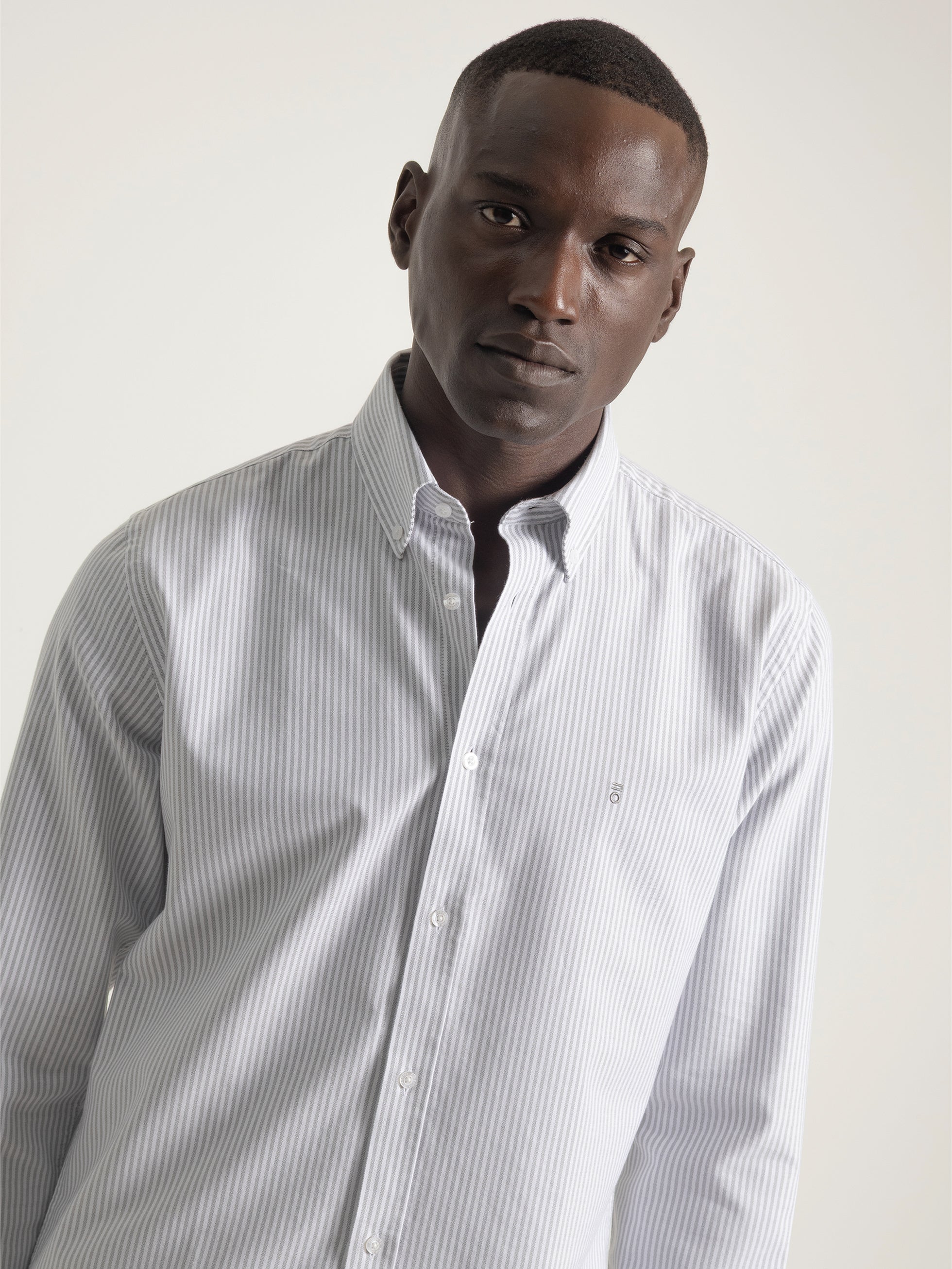 GREY OXFORD STRIPPED SHIRT