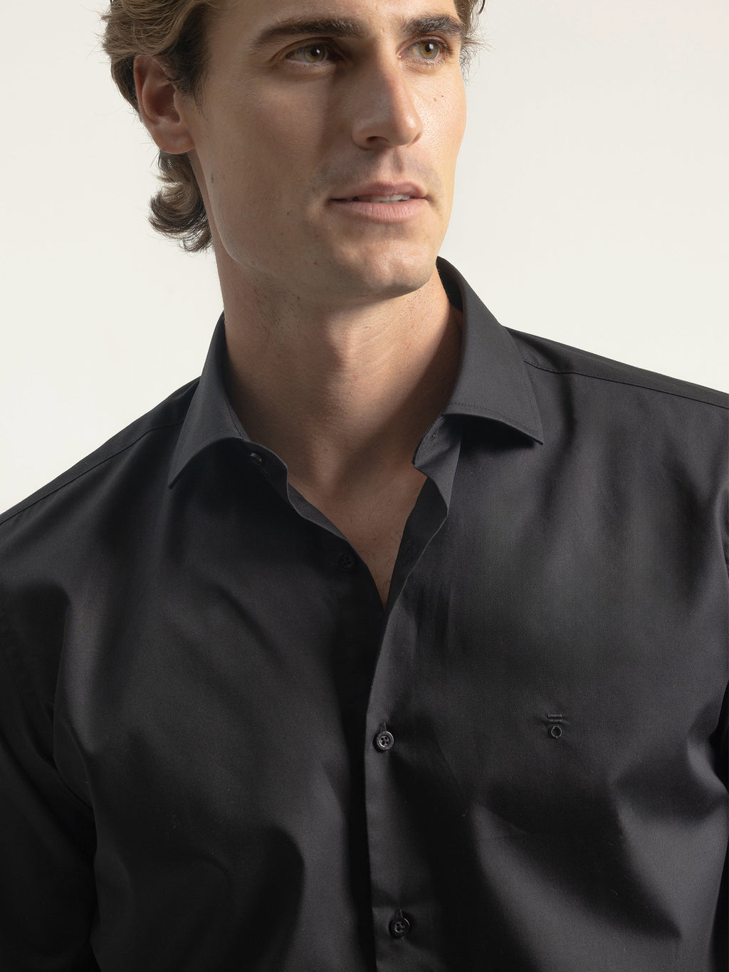 BLACK POPLIN DRESS SHIRT