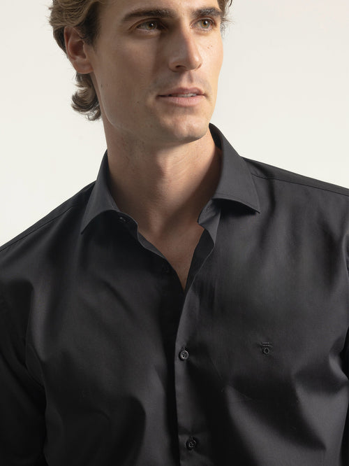 BLACK POPLIN DRESS SHIRT
