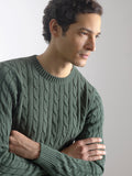 DARK GREEN CABLE KNIT SWEATER