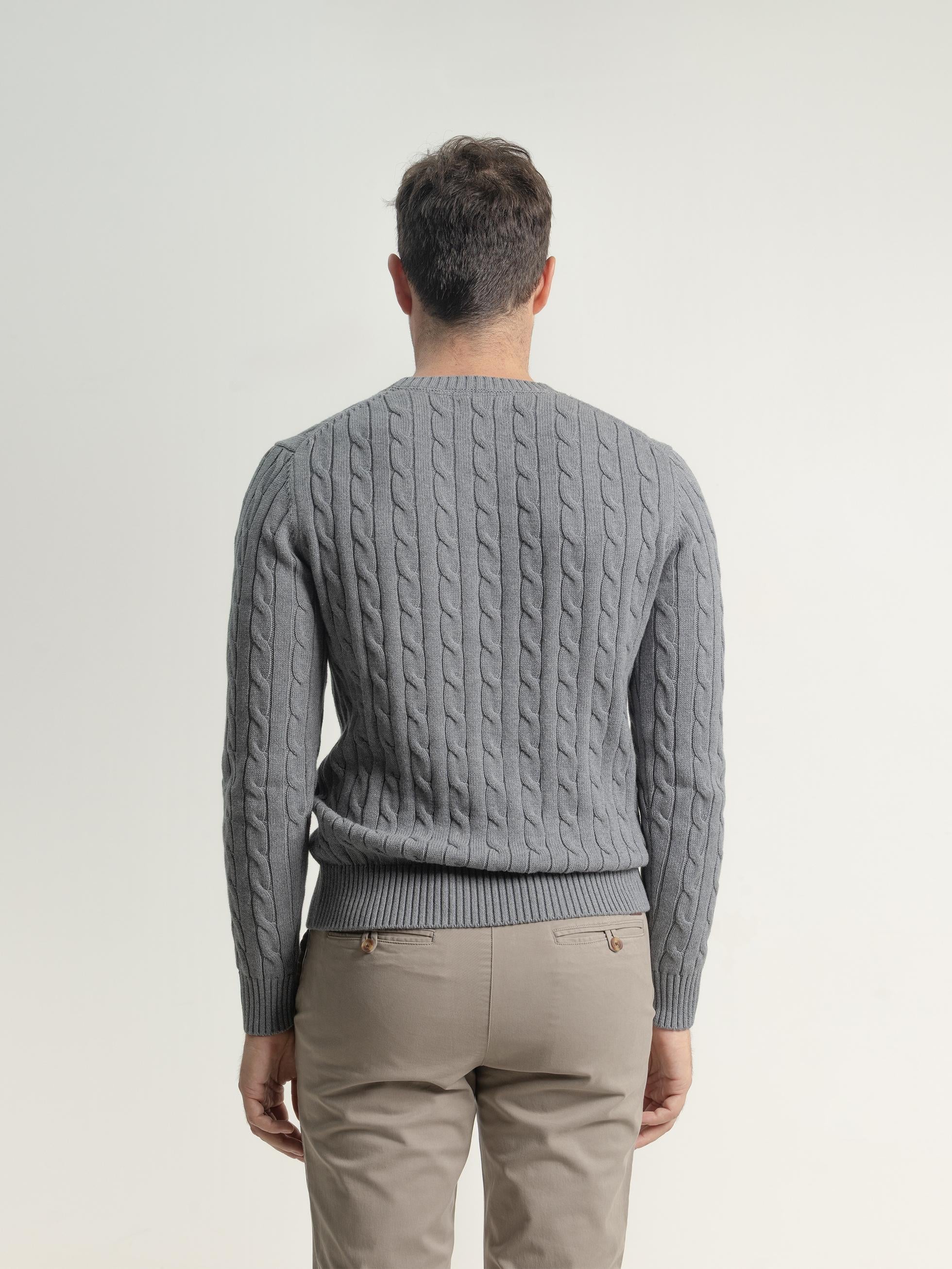 GREY CABLE KNIT SWEATER