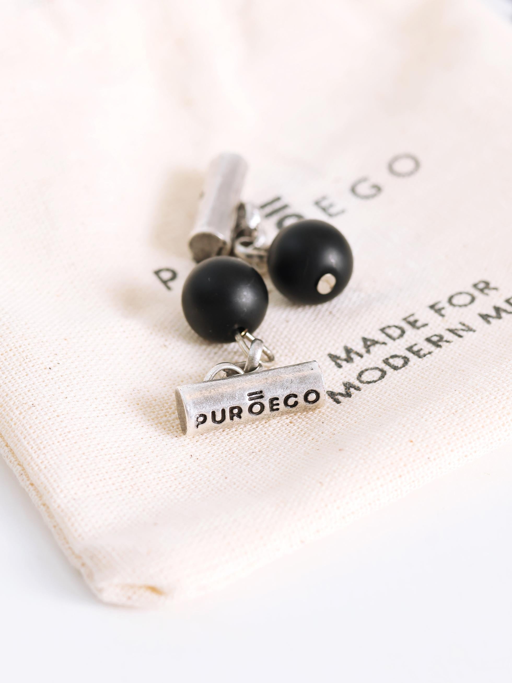 BLACK NATURAL STONE CUFFLINK