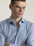 BLUE MICRO STRUCTURE COTTON SHIRT
